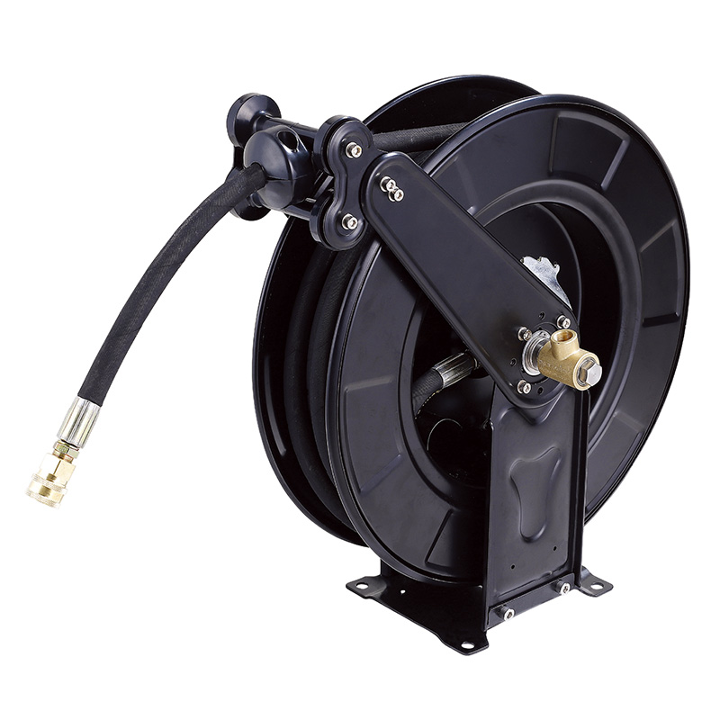 Self rewind high pressure hose reel